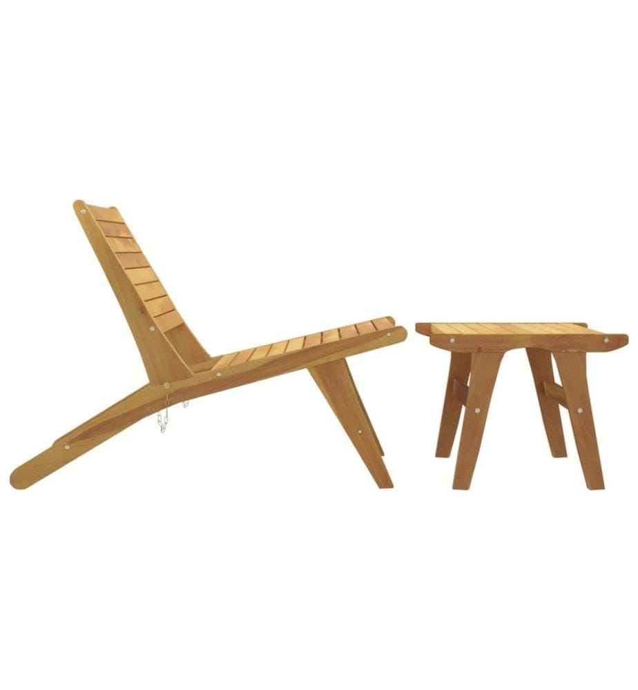 Chaise de jardin avec repose-pieds Bois de teck solide