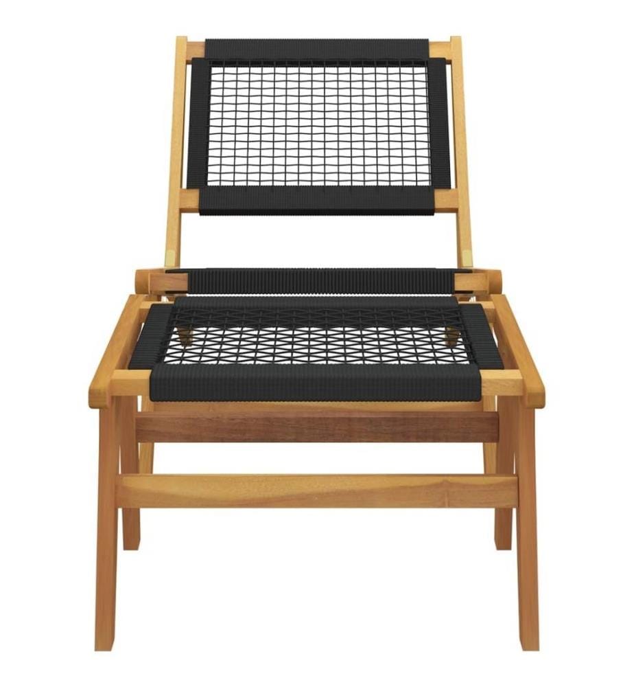 Chaise de jardin et repose-pieds Bois teck solide et polyester