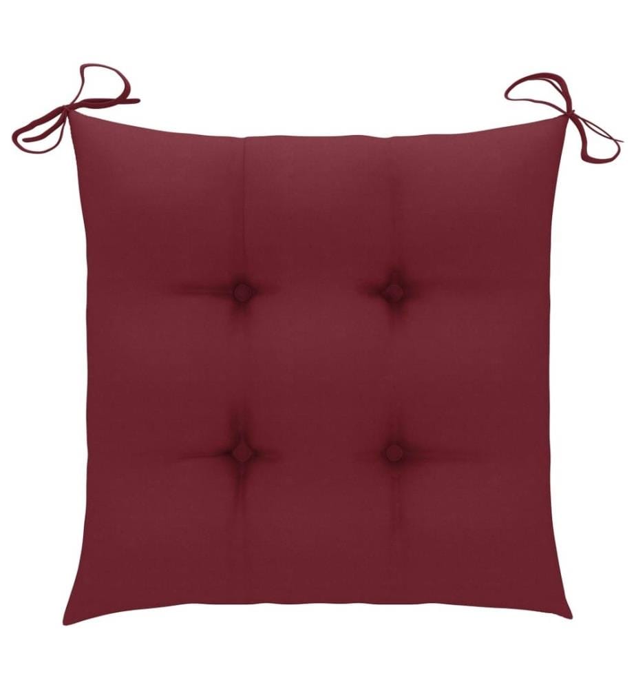 Chaise à bascule avec coussin rouge bordeaux Bois de teck