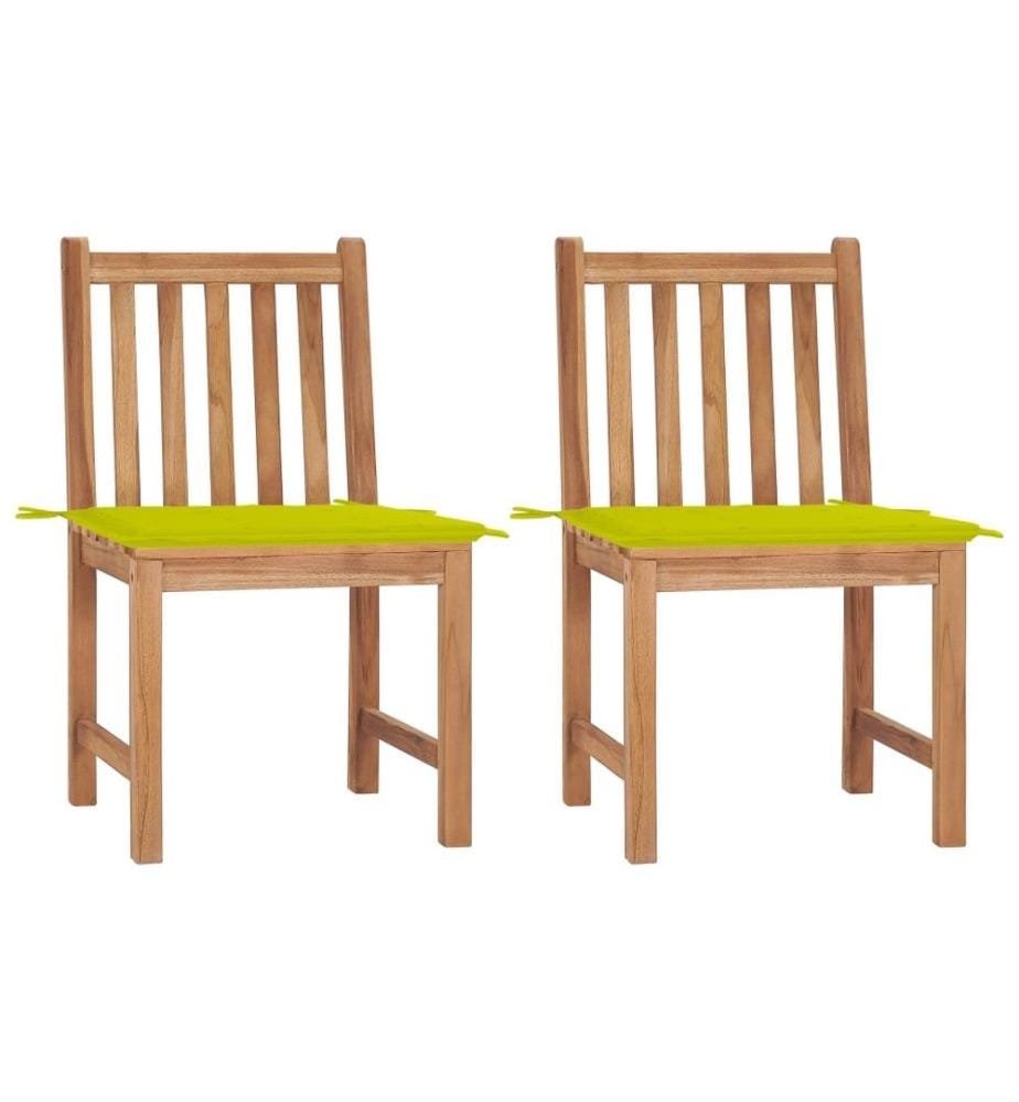 Chaises de jardin 2 pcs avec coussins Bois de teck massif