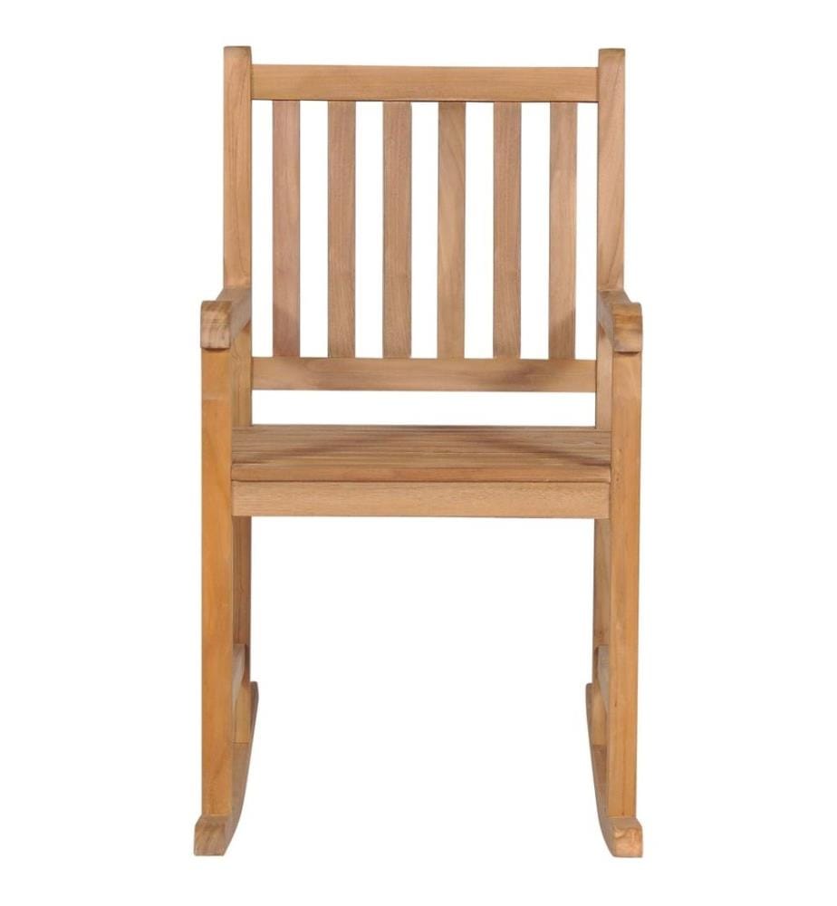 Chaise à bascule avec coussin rouge bordeaux Bois de teck
