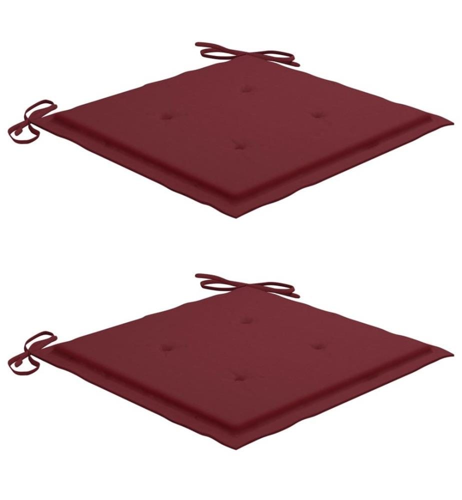 Chaise à bascule avec coussin rouge bordeaux Bois de teck