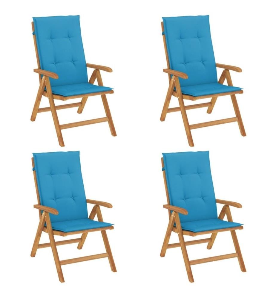 Gartenstühle mit Kissen 4 Stk. Massivholz Teak