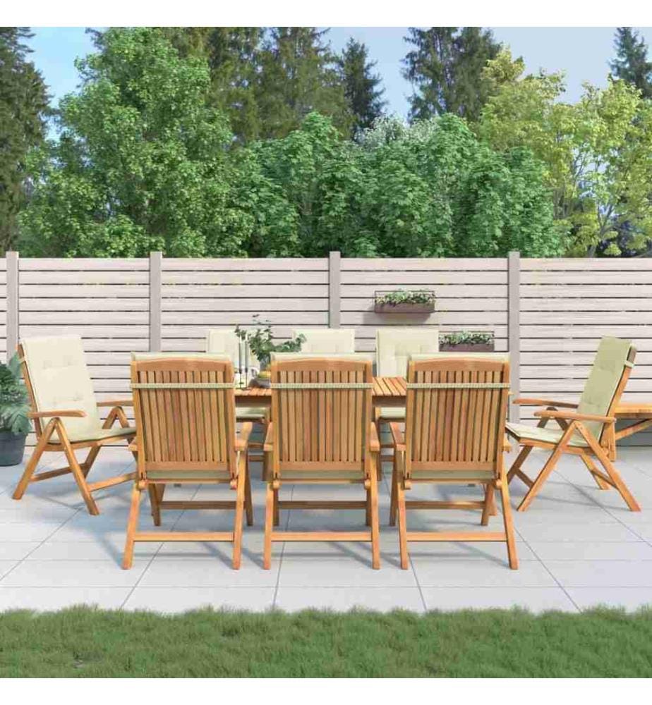 Gartenstühle mit Auflagen 8 Stk. Massivholz Teak