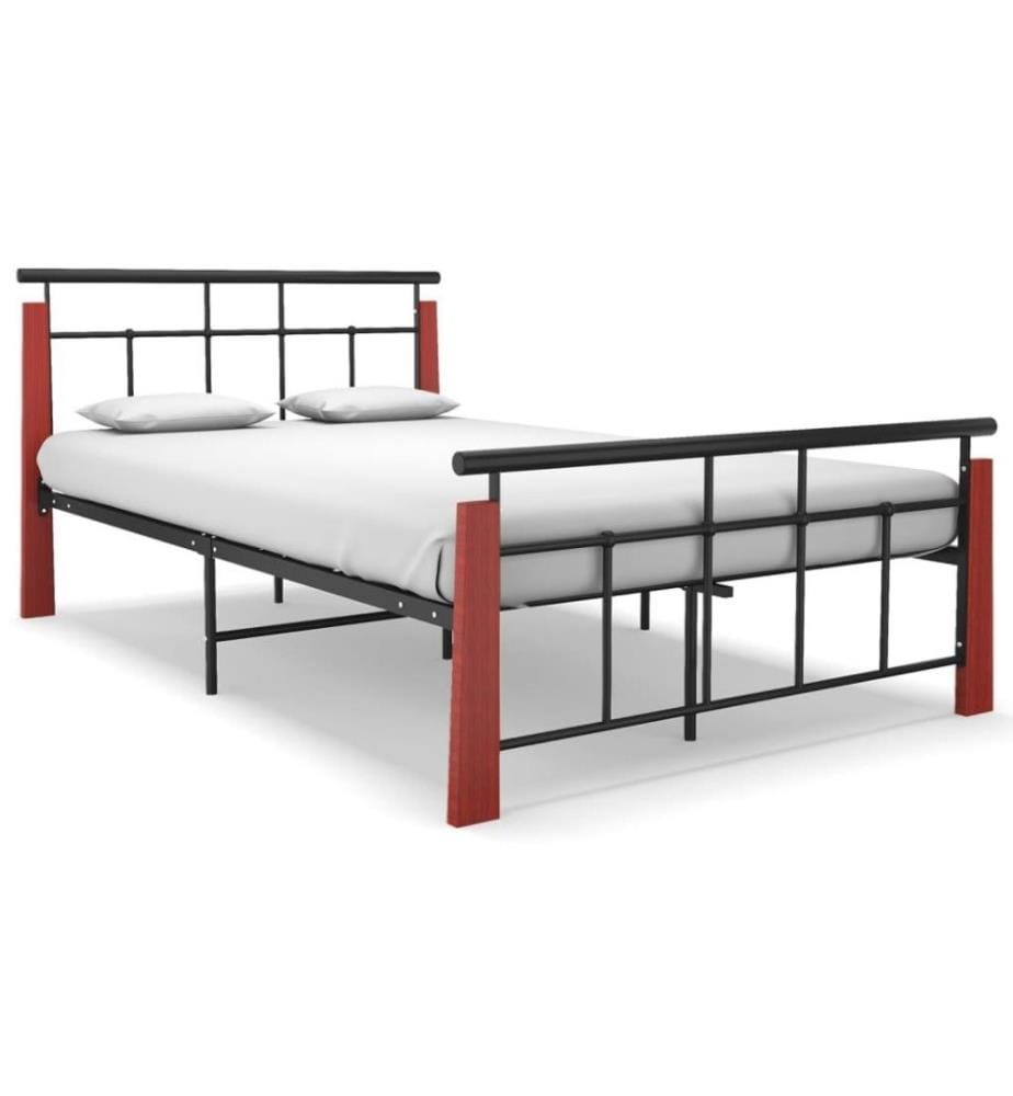 Bettgestell Metall und Massivholz Eiche 120x200 cm