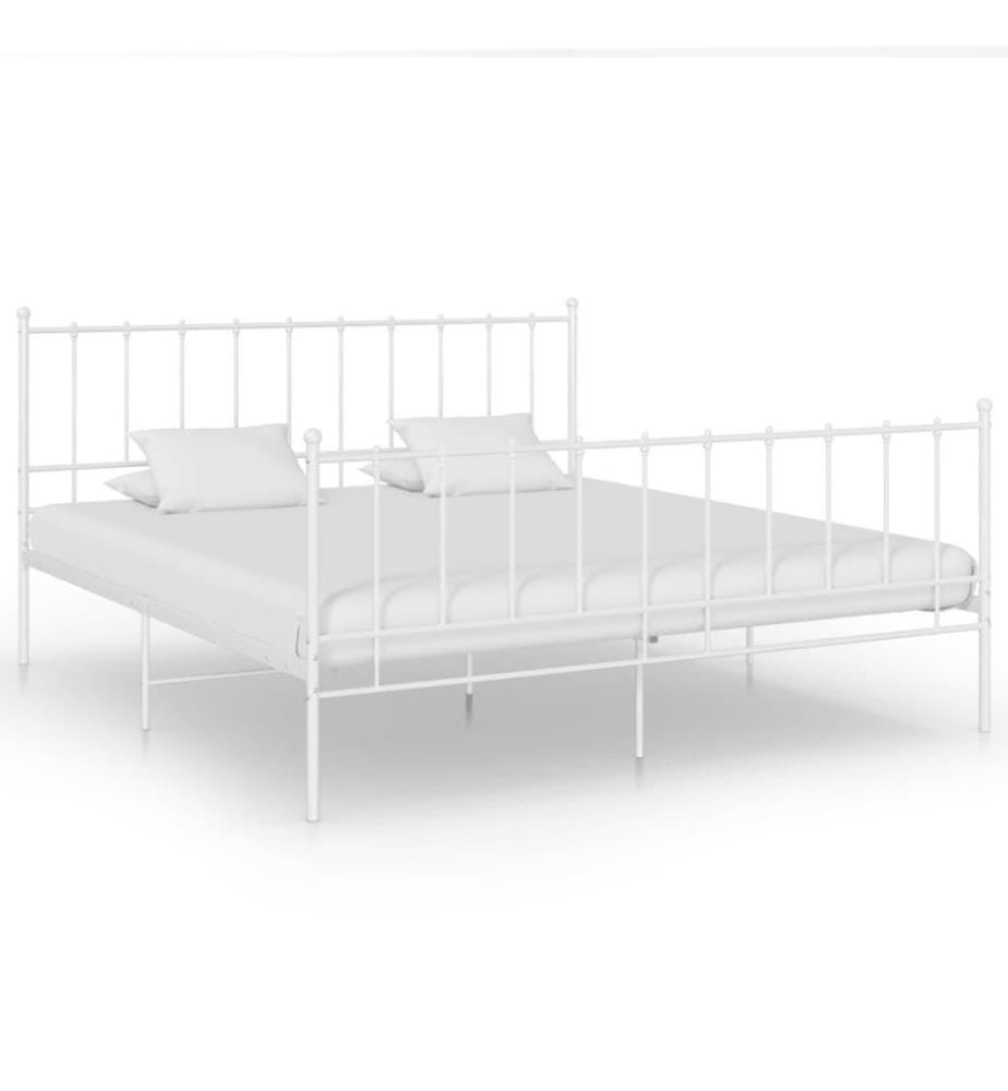 Cadre de lit Blanc Métal 200x200 cm