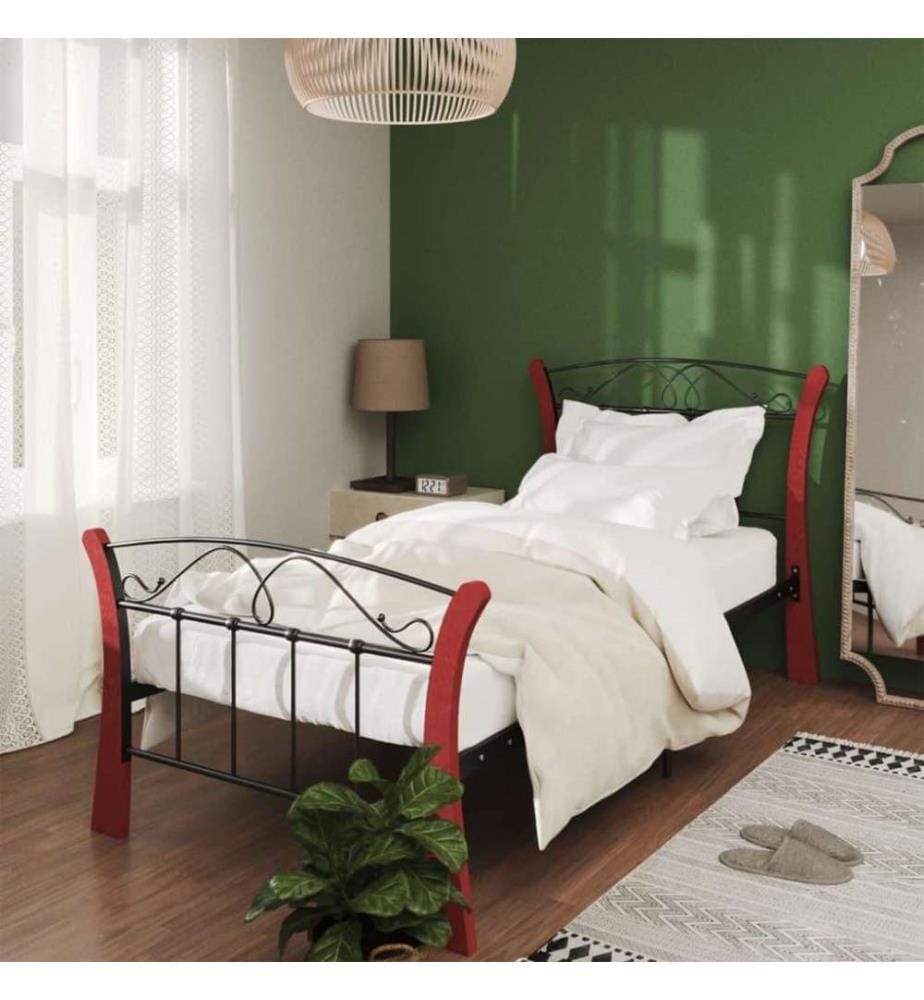Bett Schwarz Metall 90x200 cm