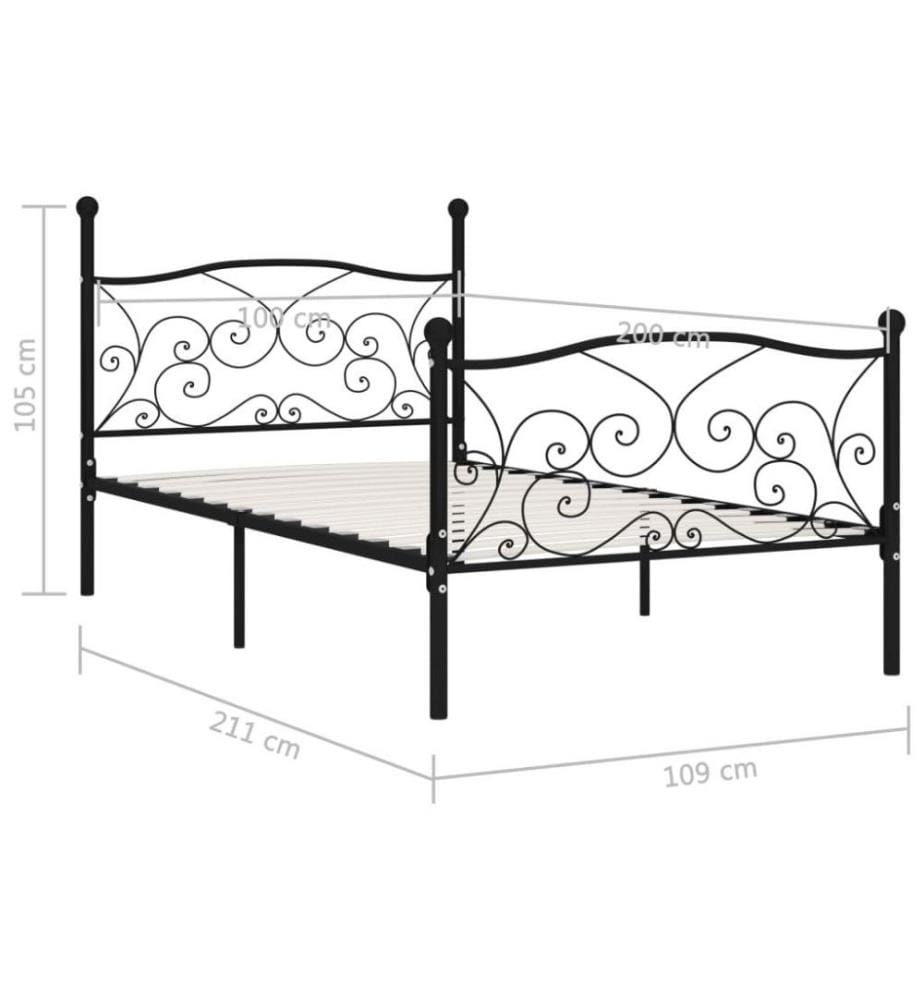 Bettgestell mit Lattenrost Schwarz Metall 100 × 200 cm