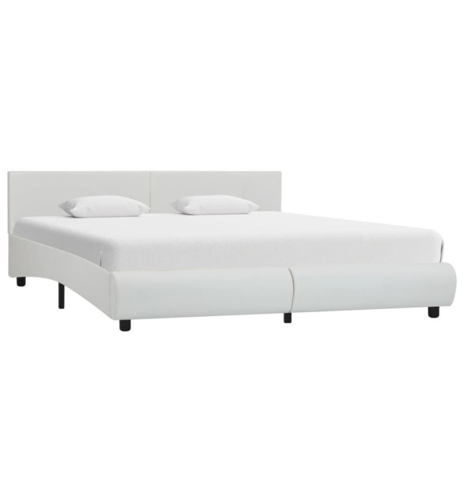 Cadre de lit avec LED Blanc Similicuir 160 x 200 cm