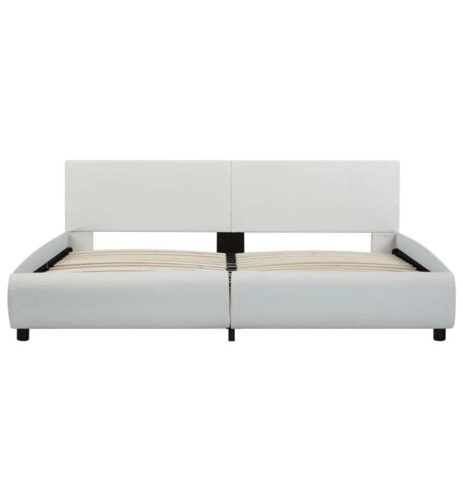 Cadre de lit avec LED Blanc Similicuir 160 x 200 cm
