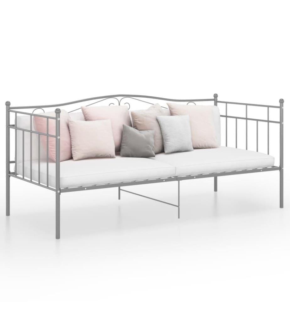 Schlafsofa Bettgestell Grau Metall 90x200 cm
