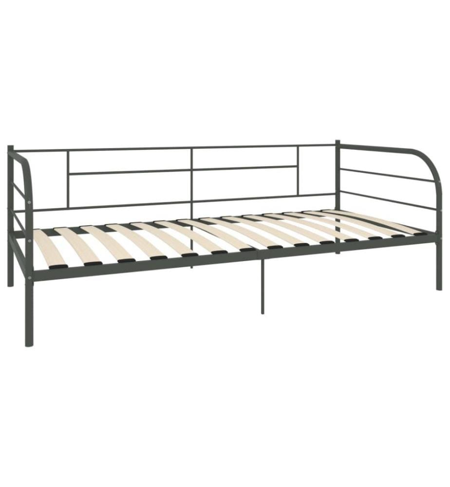 Tagesbett-Rahmen Grau Metall 90×200 cm