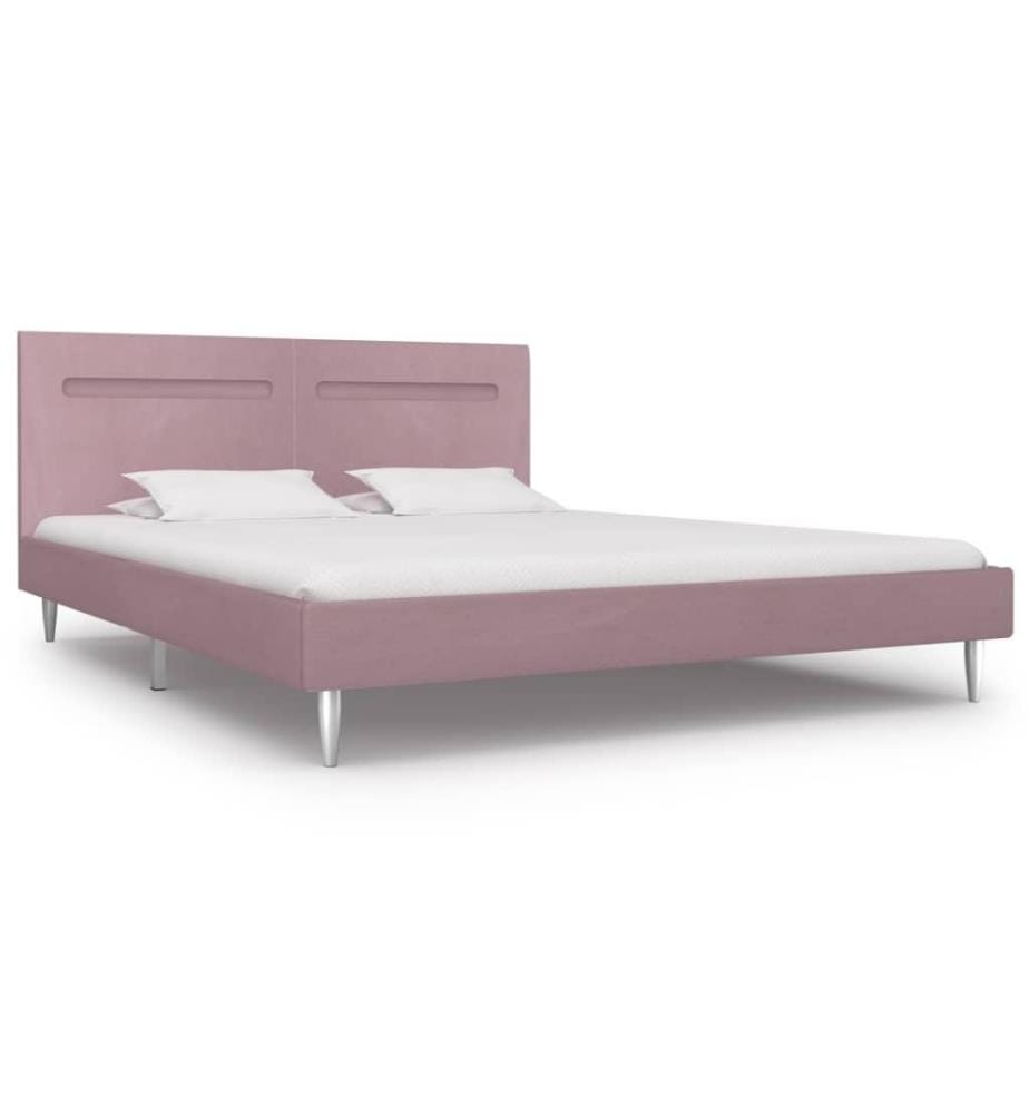 Bettgestell mit LED Rosa Stoff 180 x 200 cm