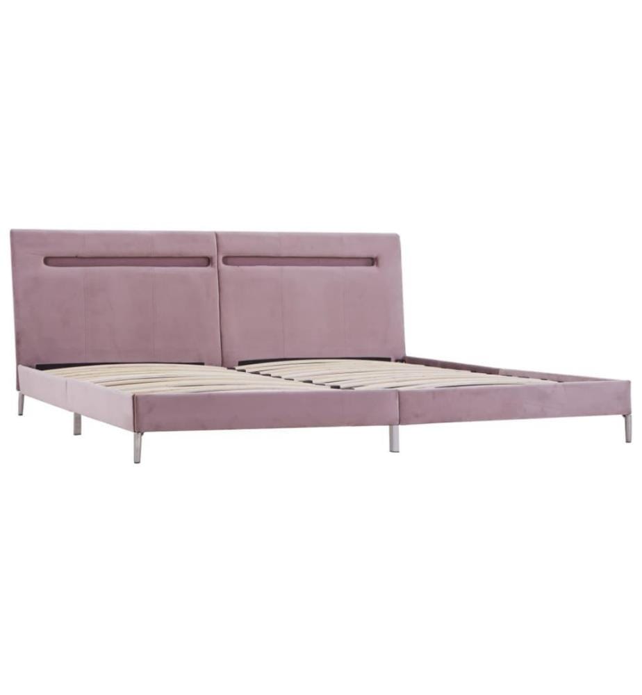 Bettgestell mit LED Rosa Stoff 180 x 200 cm