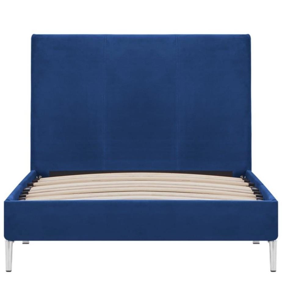 Bettgestell Blau Stoff 90×200 cm