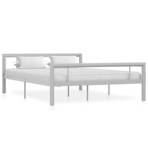 Bettgestell Grau und Weiss Metall 140 × 200 cm