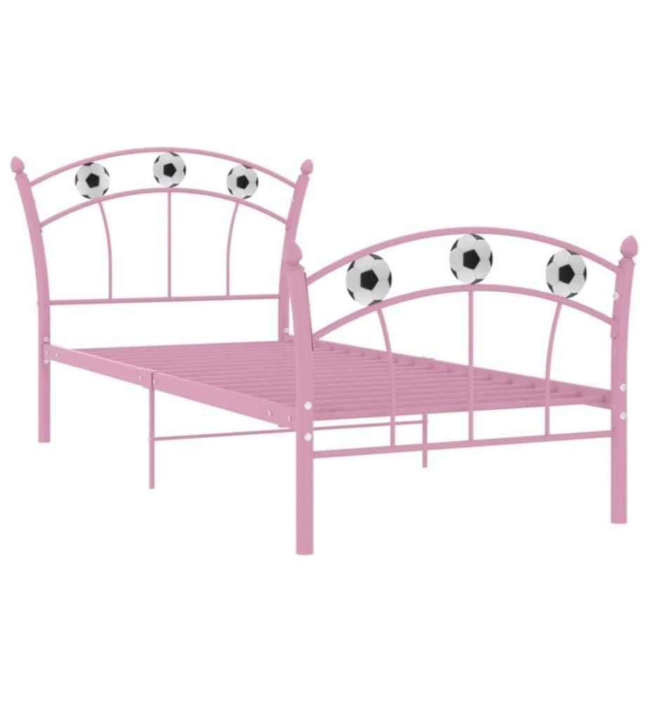 Cadre de lit avec design de football Rose Métal 90x200 cm