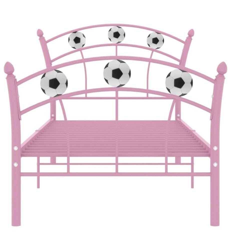 Cadre de lit avec design de football Rose Métal 90x200 cm