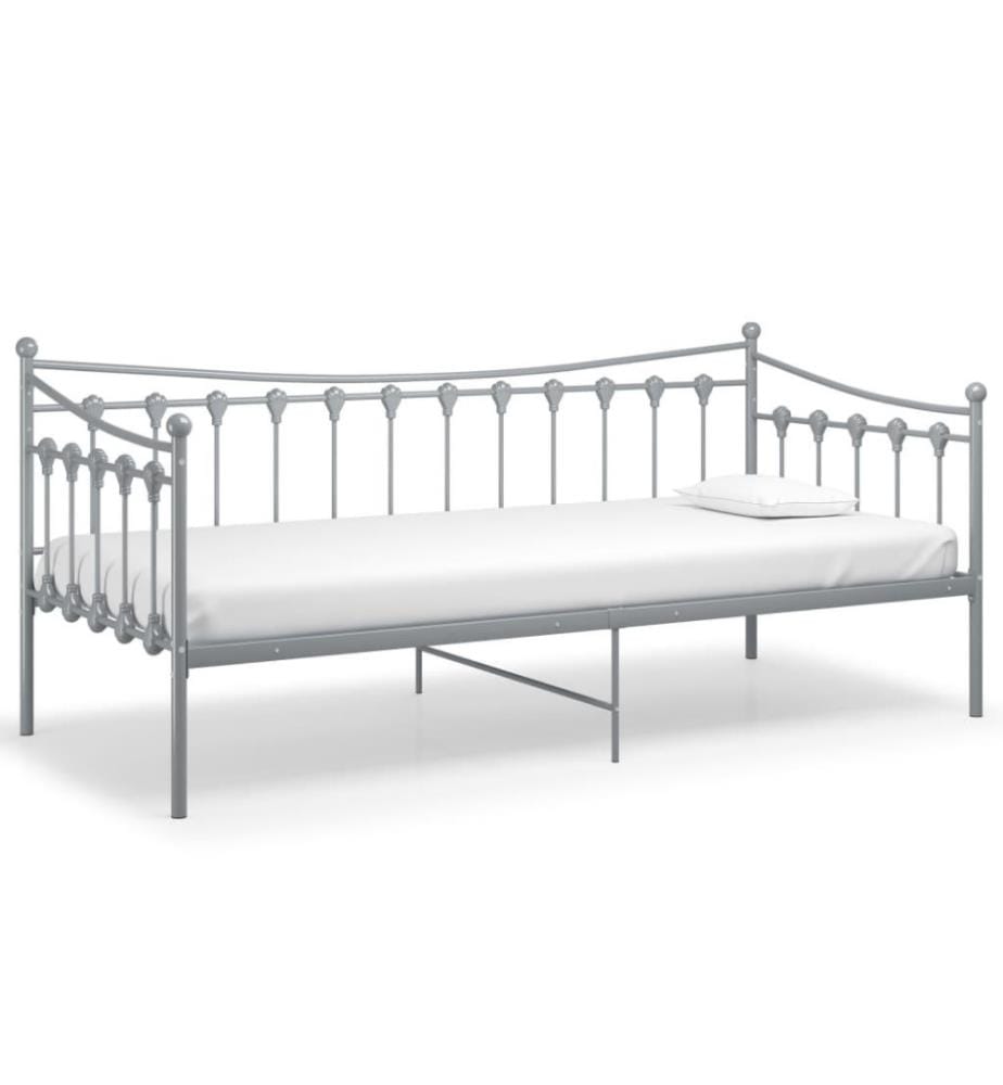 Schlafsofa Bettgestell Grau Metall 90x200 cm