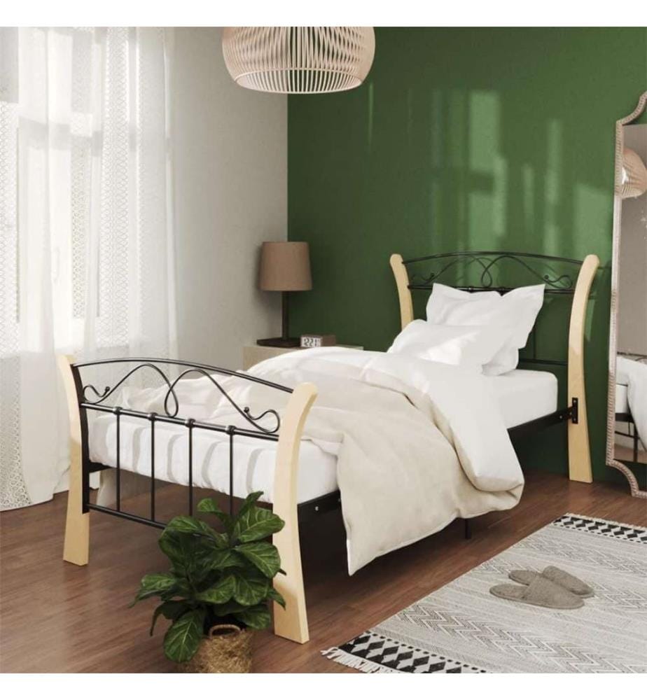 Bett Schwarz Metall 90x200 cm
