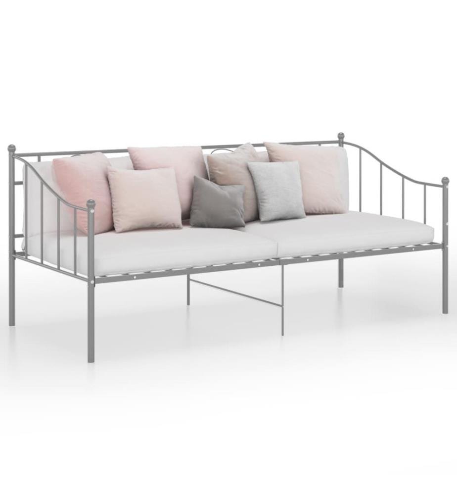 Schlafsofa Bettgestell Grau Metall 90x200 cm
