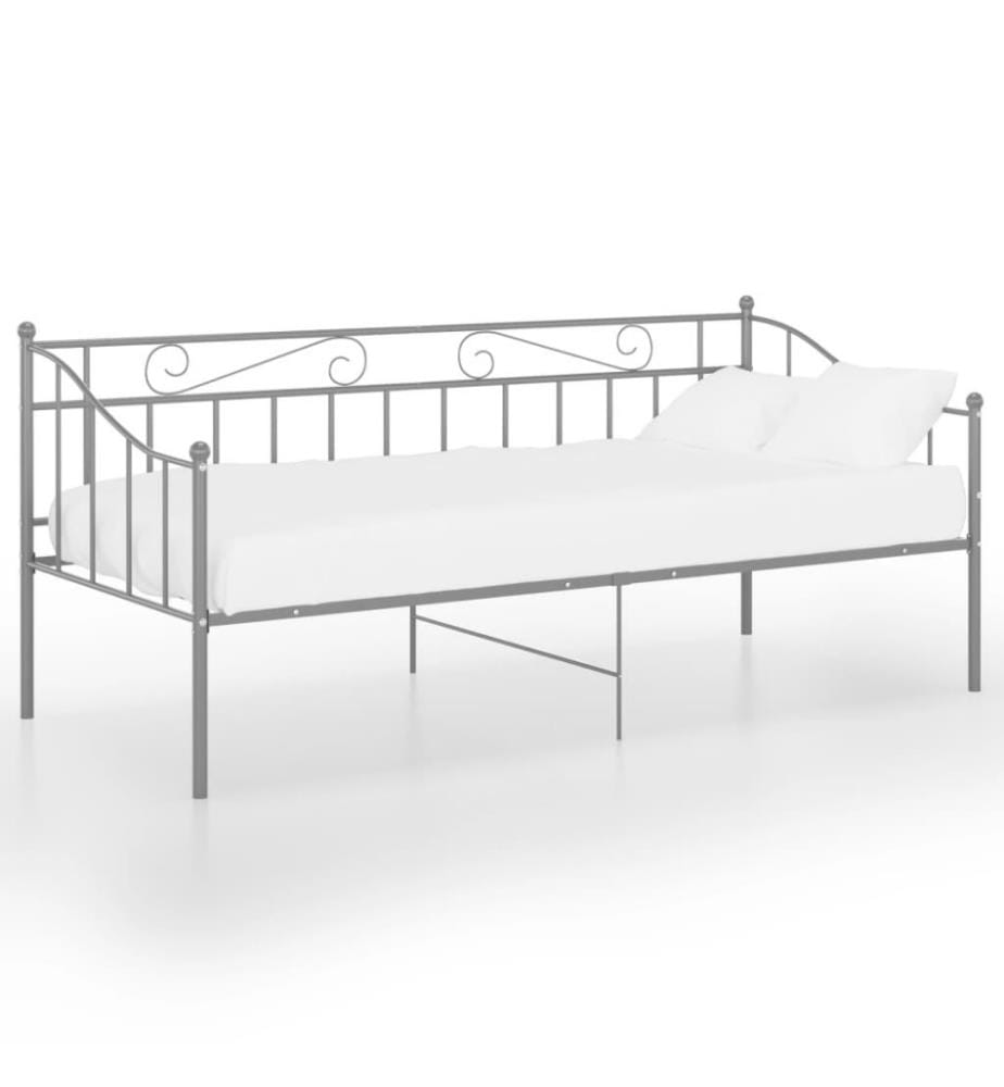 Schlafsofa Bettgestell Grau Metall 90x200 cm