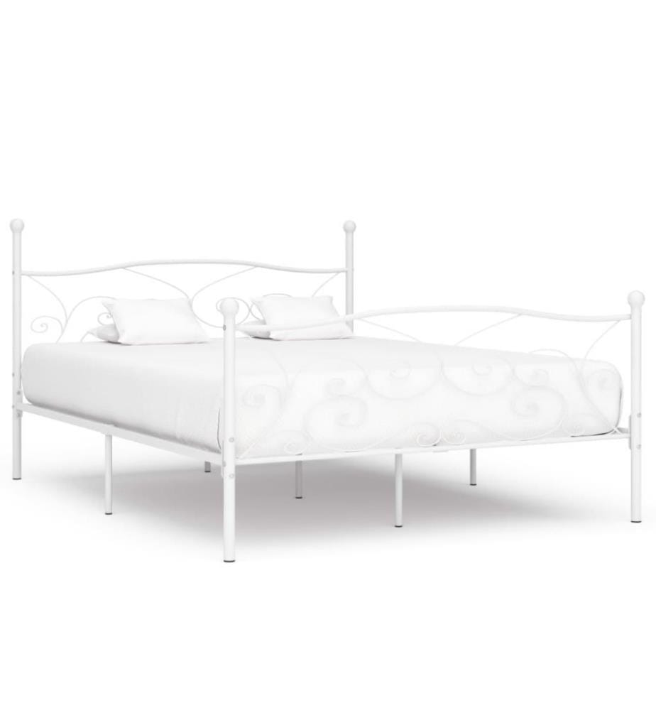 Bettgestell mit Lattenrost Weiss Metall 200 × 200 cm