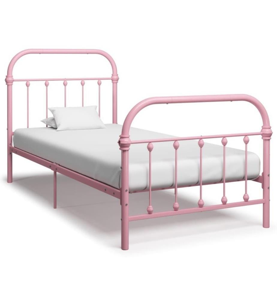 Bettgestell Rosa Metall 100 × 200 cm