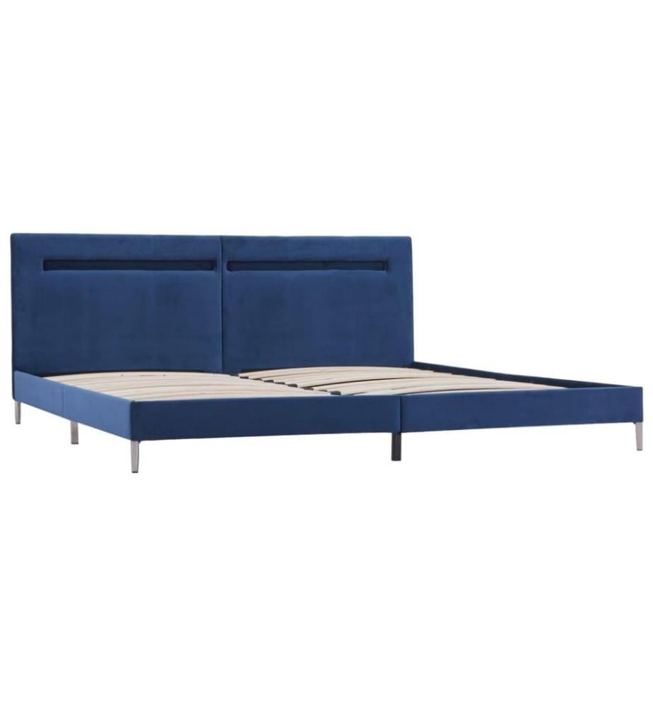 Bettgestell mit LED Blau Stoff 180 x 200 cm