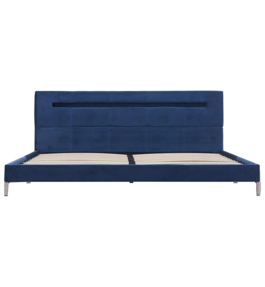 Bettgestell mit LED Blau Stoff 180 x 200 cm