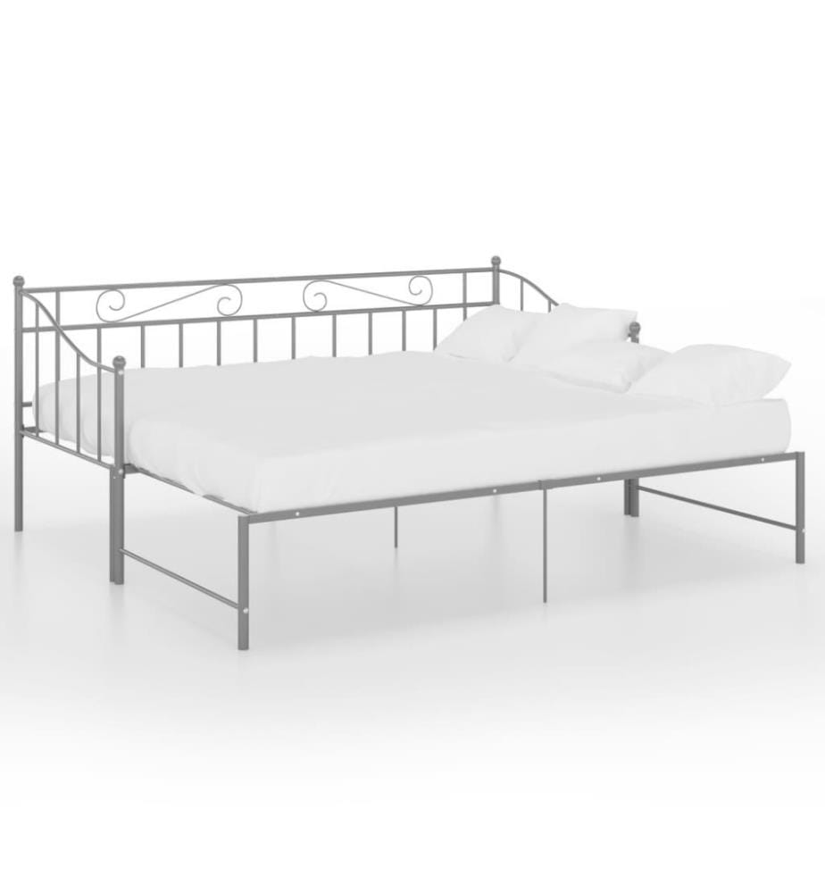 Cadre de canapé-lit extensible Gris Métal 90x200 cm