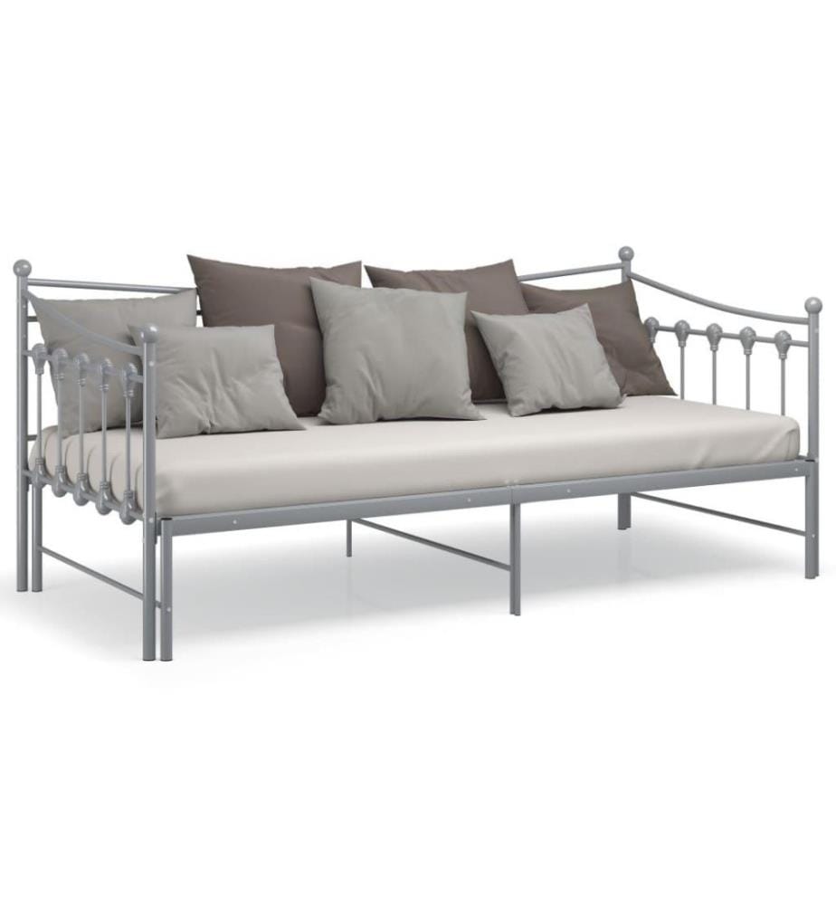 Cadre de canapé-lit extensible Gris Métal 90x200 cm