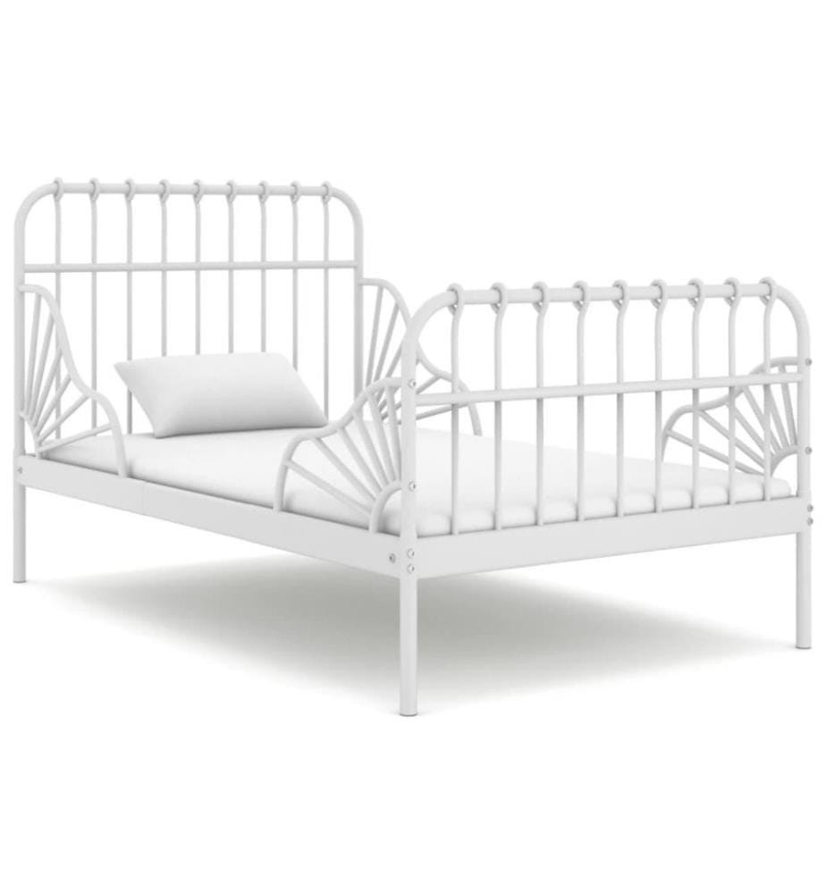 Ausziehbett Weiss Metall 80x130/200 cm