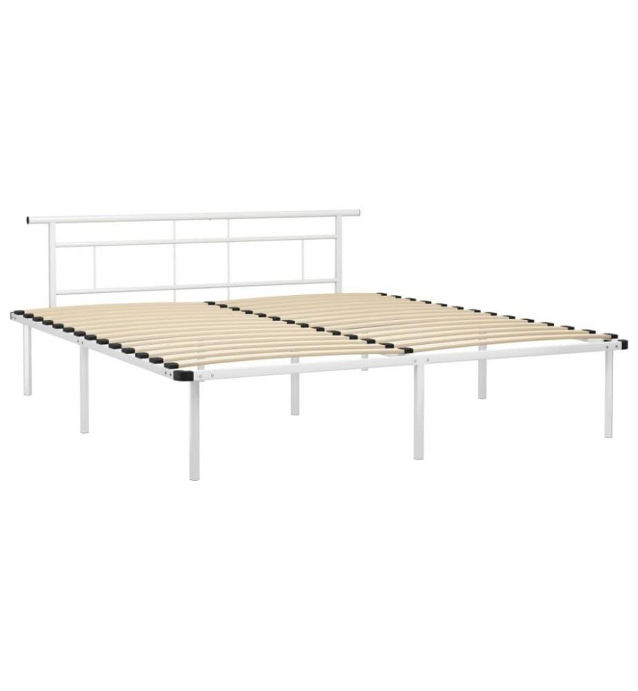 Cadre de lit Blanc Métal 200x200 cm