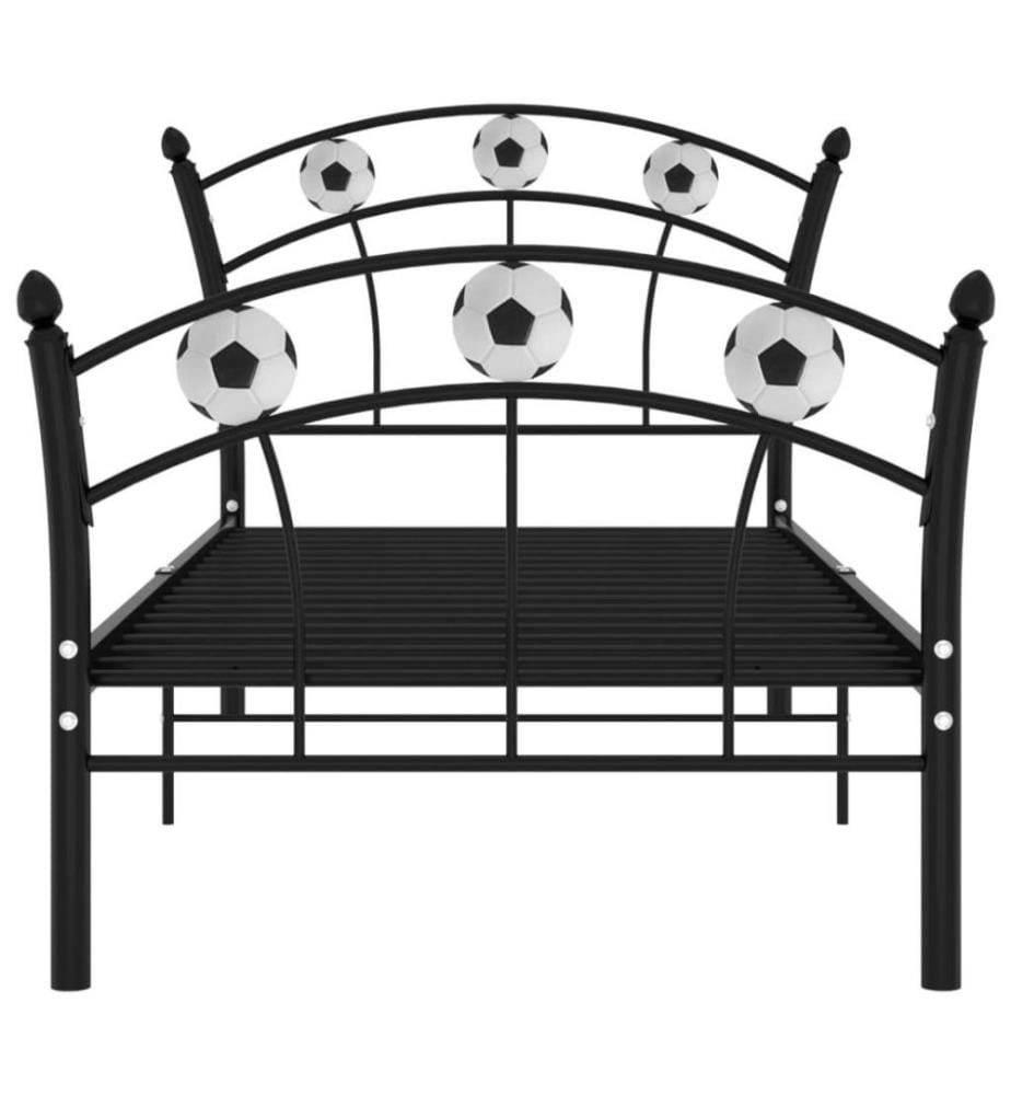 Einzelbett mit Fussball-Design Schwarz Metall 90x200 cm