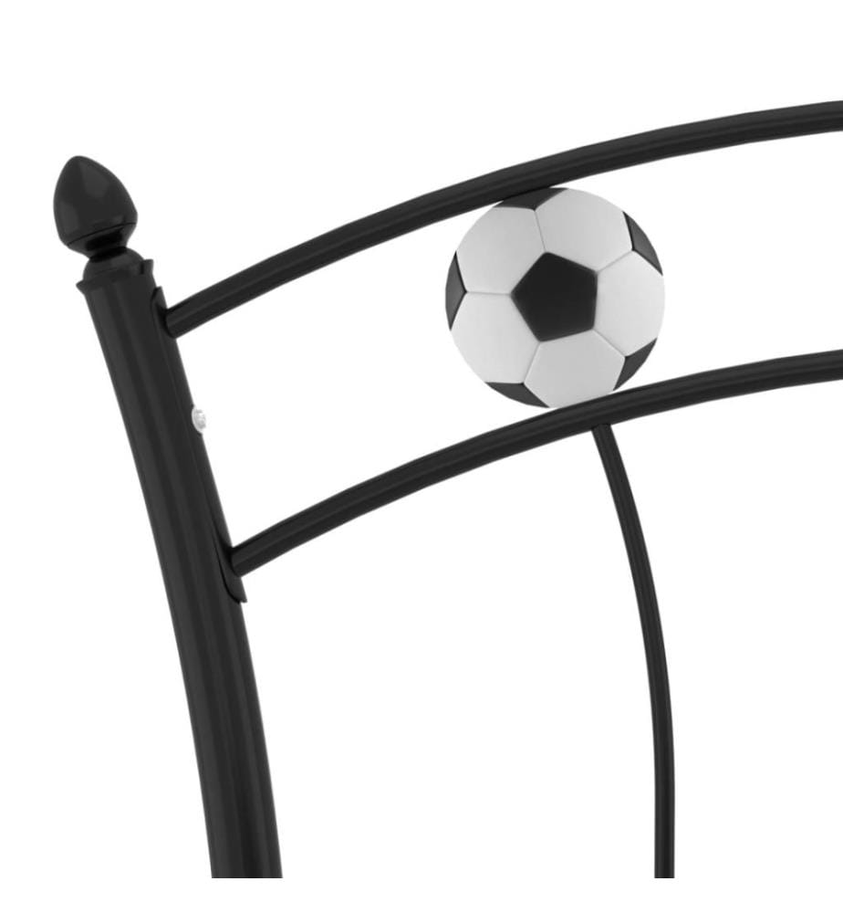 Einzelbett mit Fussball-Design Schwarz Metall 90x200 cm