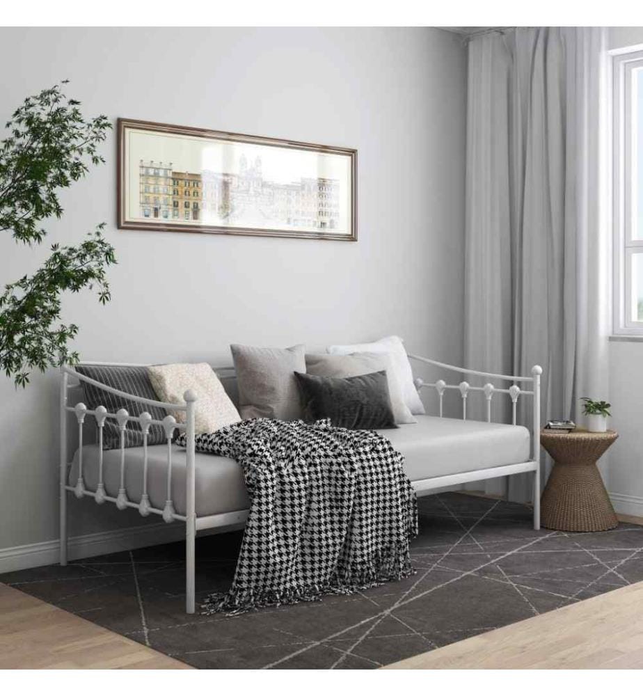 Schlafsofa Bettgestell Weiss Metall 90x200 cm