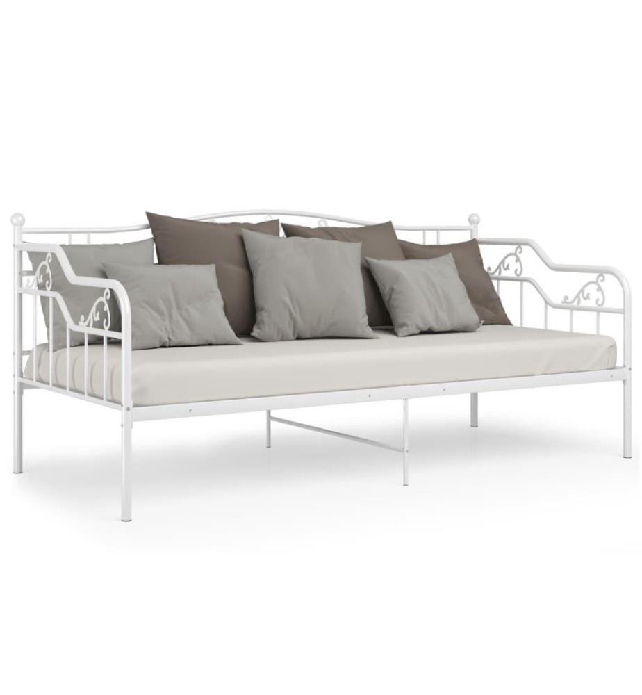 Schlafsofa Bettgestell Weiss Metall 90x200 cm