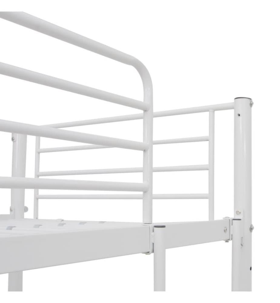 Lit superposé avec cadre de table Blanc Métal 90x200 cm