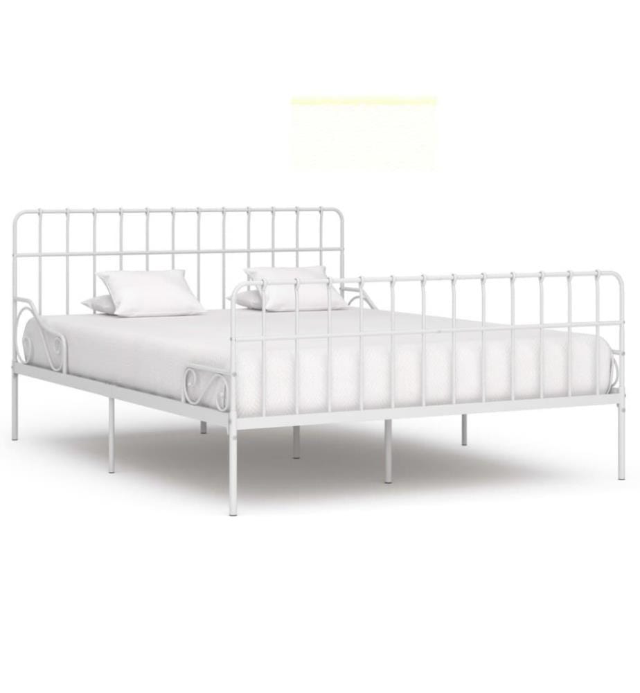 Bettgestell mit Lattenrost Weiss Metall 200 × 200 cm