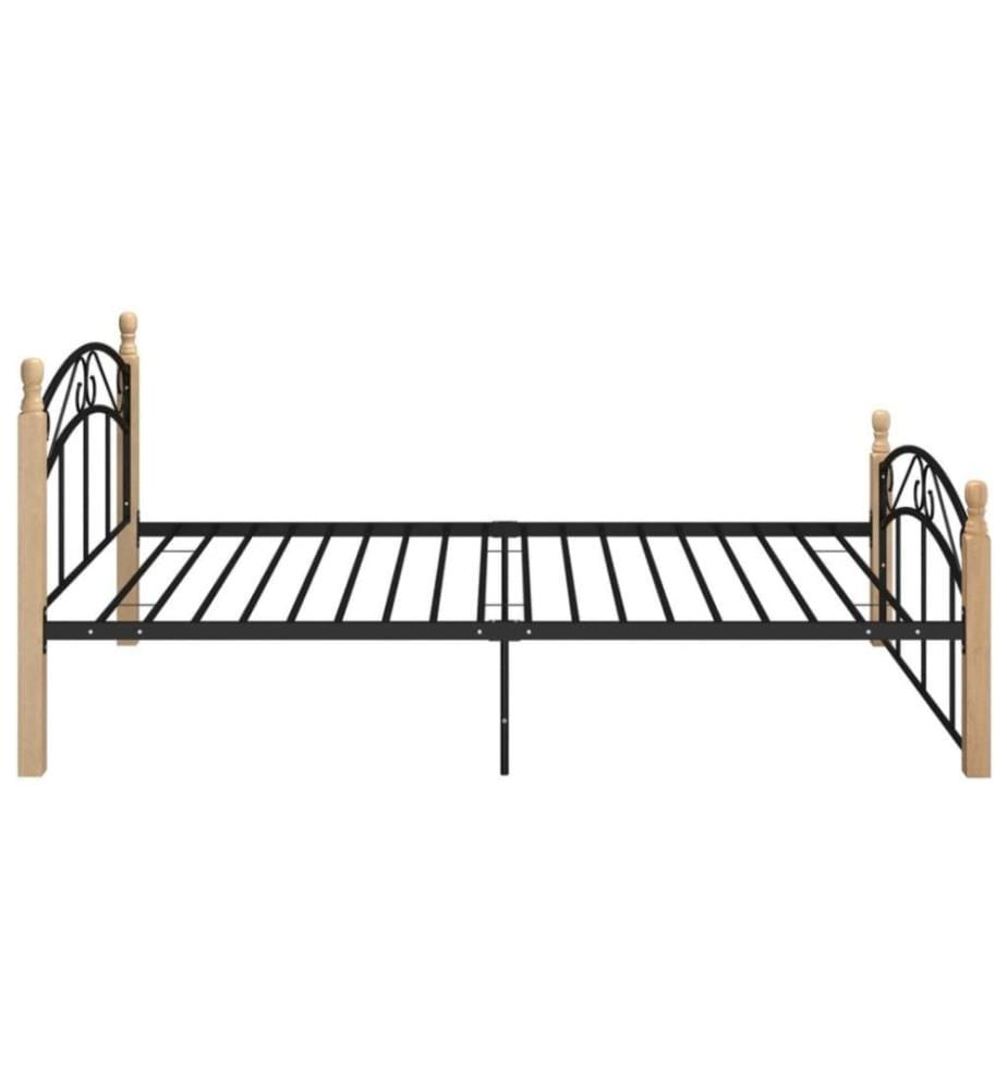 Massivholzbett Schwarz Metall und Eiche 120x200 cm
