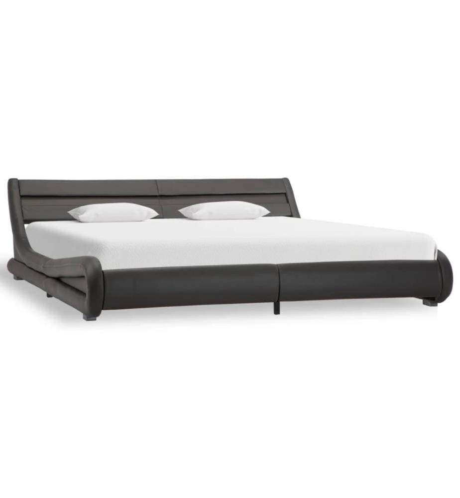 Bettgestell mit LED Grau Kunstleder 180×200 cm