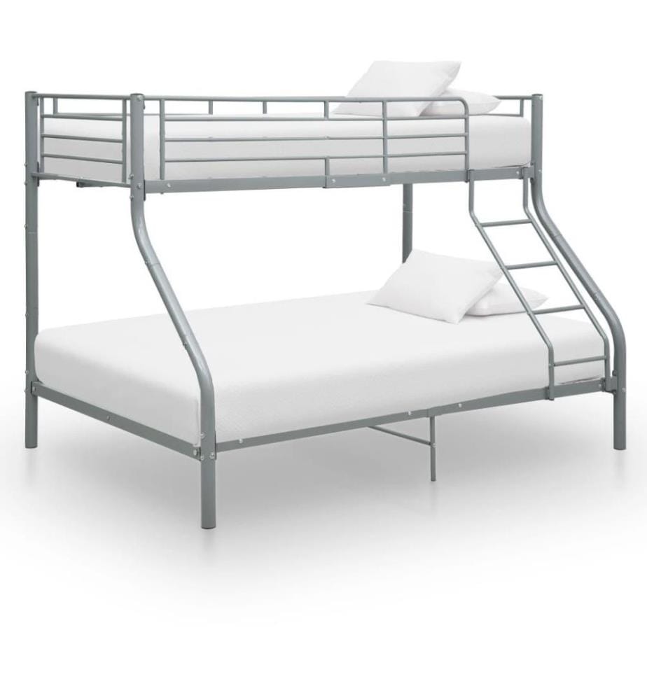 Etagenbettgestell Grau Metall 140x200 cm/90x200 cm