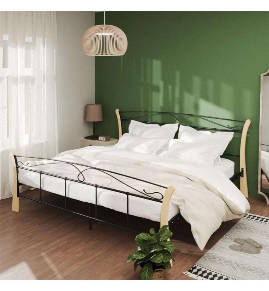 Bett Schwarz Metall 200x200 cm