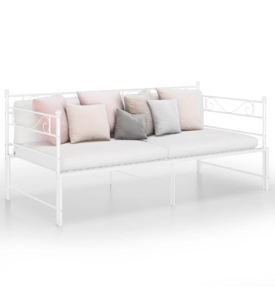 Ausziehsofa Bettgestell Weiss Metall 90x200 cm