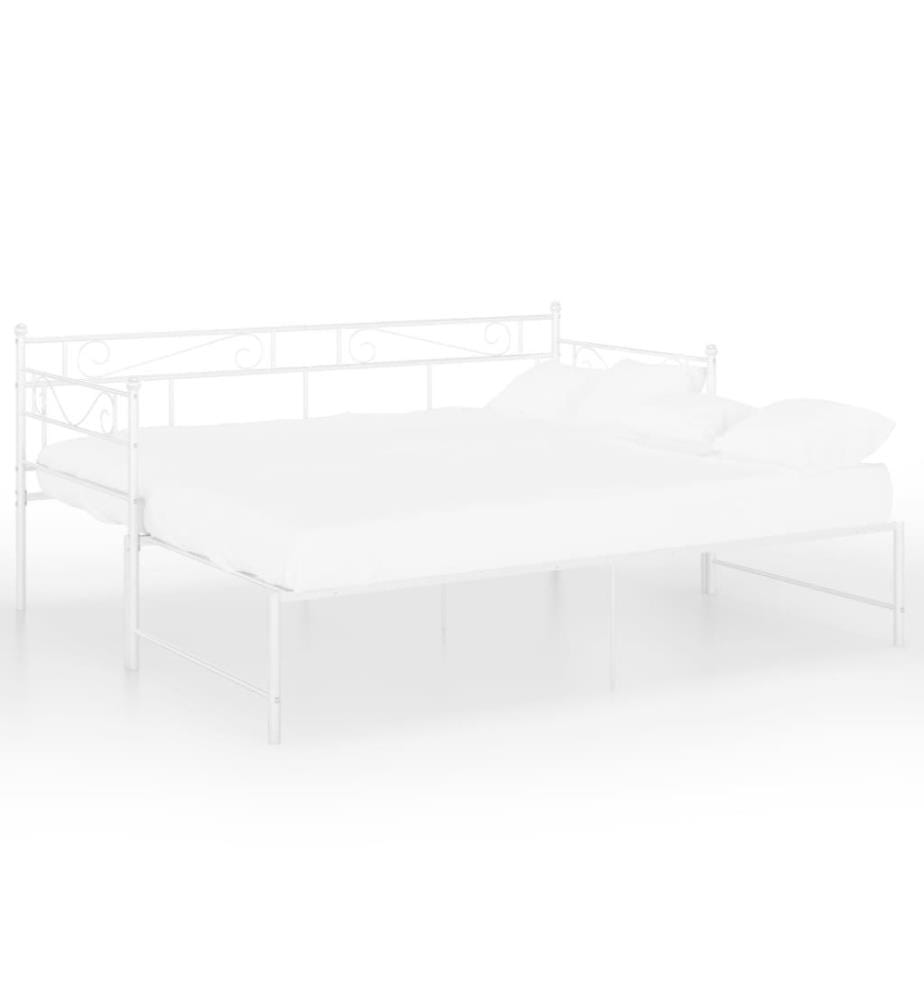 Cadre de canapé-lit extensible Blanc Métal 90x200 cm