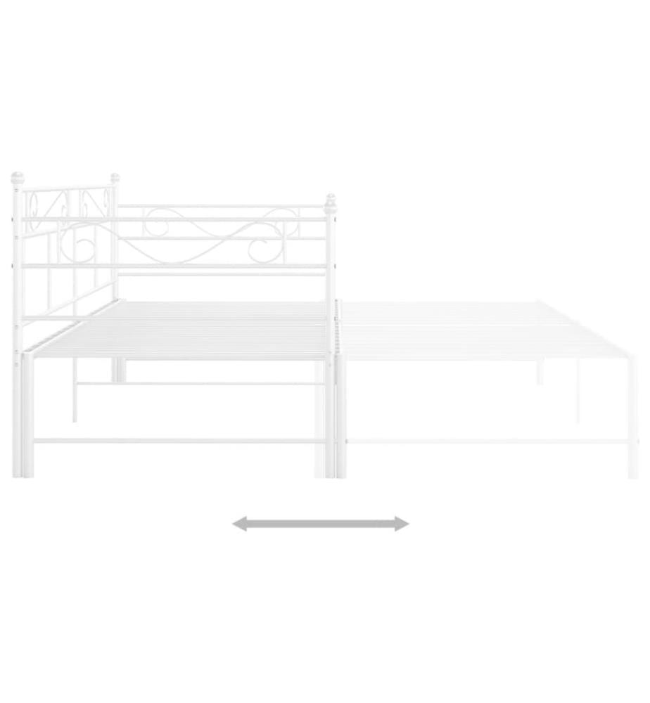 Cadre de canapé-lit extensible Blanc Métal 90x200 cm