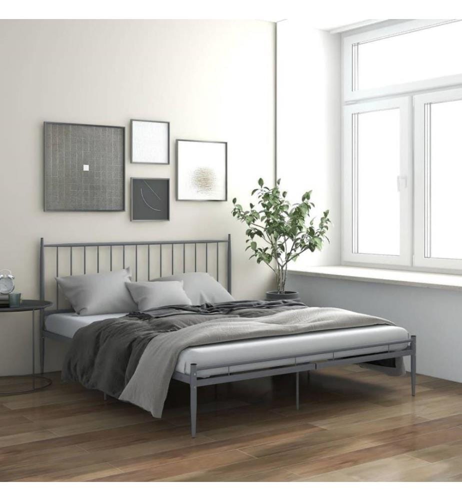 Cadre de lit Gris Métal 140x200 cm