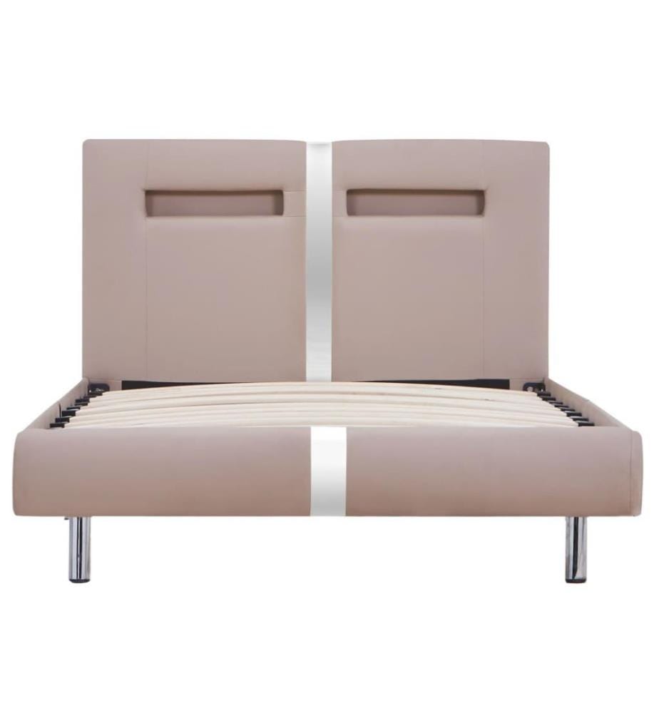 Cadre de lit avec LED Cappuccino Similicuir 90 x 200 cm