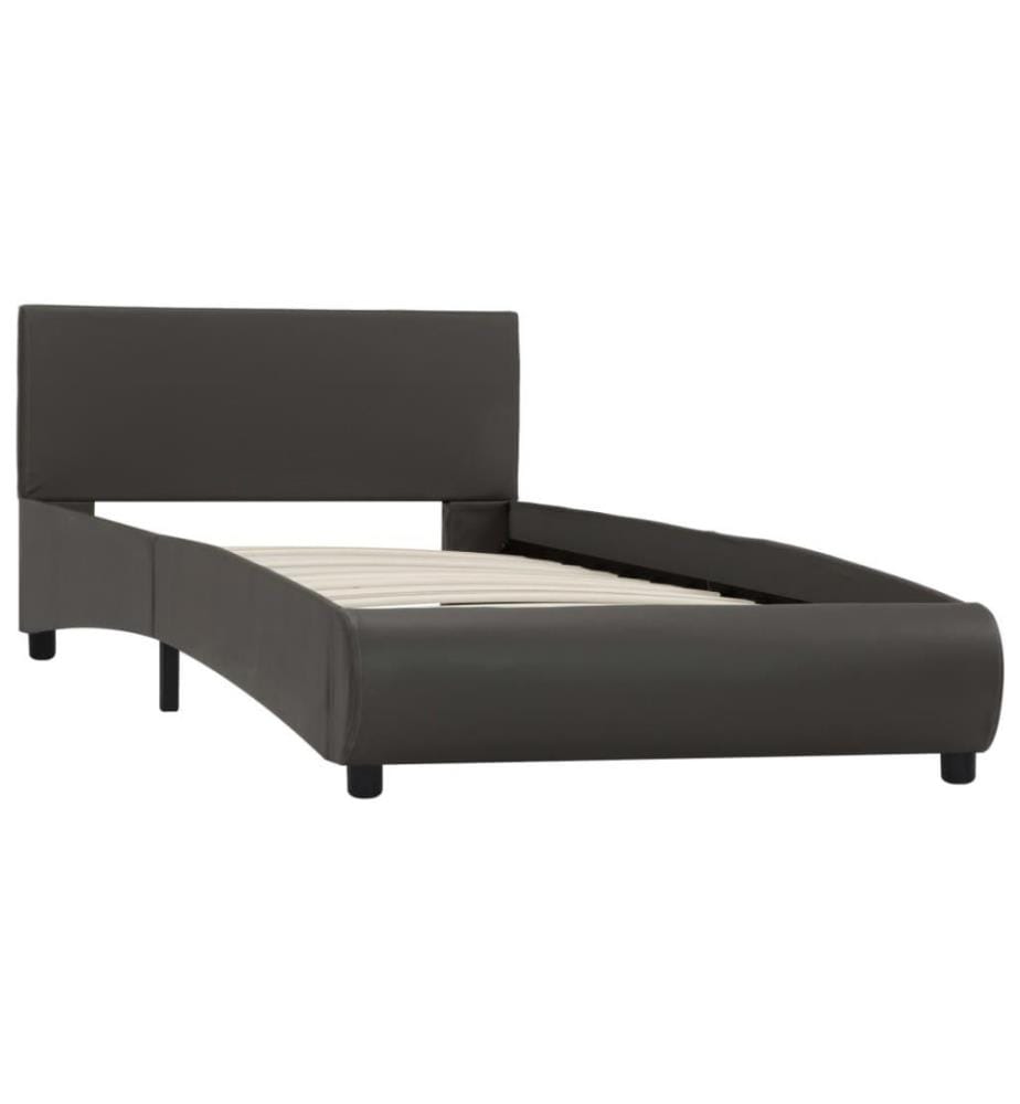 Bettgestell mit LED Grau Kunstleder 90 x 200 cm